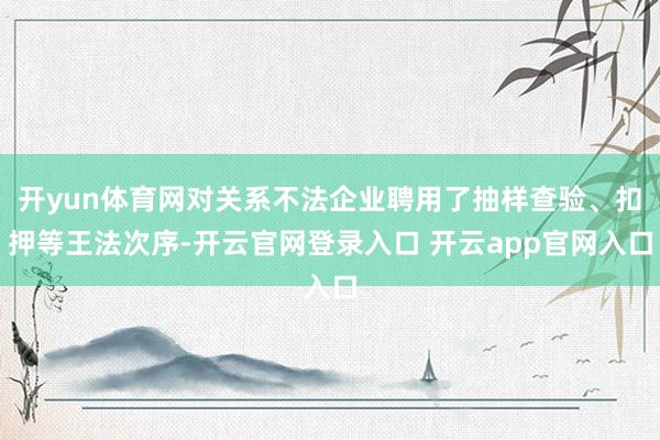 开yun体育网对关系不法企业聘用了抽样查验、扣押等王法次序-开云官网登录入口 开云app官网入口