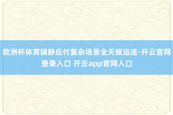 欧洲杯体育镇静应付复杂场景全天候运送-开云官网登录入口 开云app官网入口