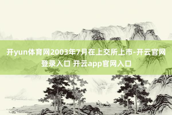 开yun体育网2003年7月在上交所上市-开云官网登录入口 开云app官网入口