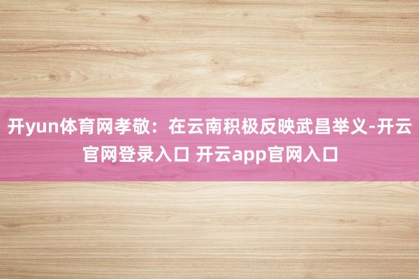 开yun体育网孝敬：在云南积极反映武昌举义-开云官网登录入口 开云app官网入口
