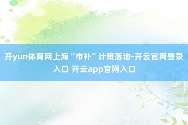 开yun体育网上海“市补”计策落地-开云官网登录入口 开云app官网入口