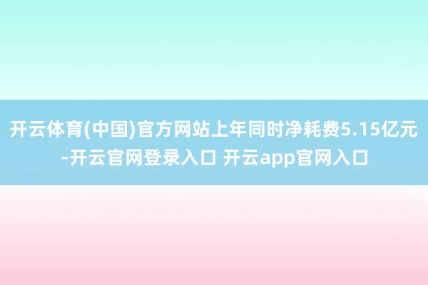 开云体育(中国)官方网站上年同时净耗费5.15亿元-开云官网登录入口 开云app官网入口