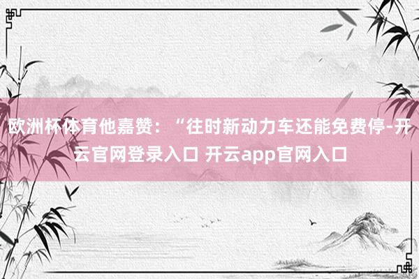 欧洲杯体育他嘉赞：“往时新动力车还能免费停-开云官网登录入口 开云app官网入口