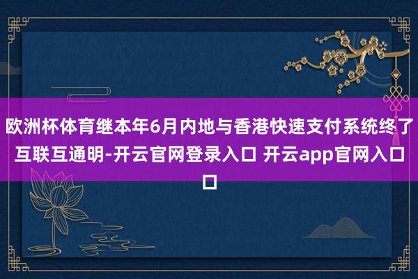 欧洲杯体育继本年6月内地与香港快速支付系统终了互联互通明-开云官网登录入口 开云app官网入口