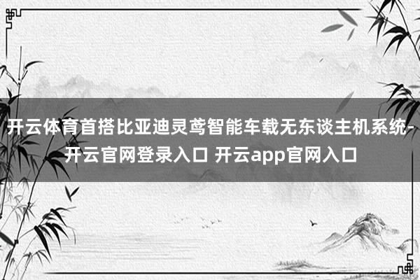 开云体育首搭比亚迪灵鸢智能车载无东谈主机系统-开云官网登录入口 开云app官网入口