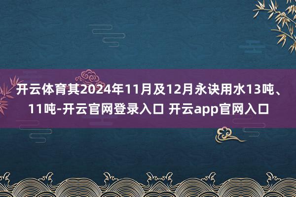 开云体育其2024年11月及12月永诀用水13吨、11吨-开云官网登录入口 开云app官网入口