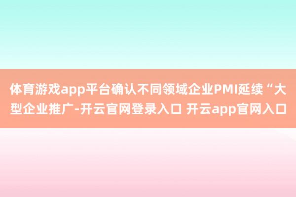 体育游戏app平台确认不同领域企业PMI延续“大型企业推广-开云官网登录入口 开云app官网入口