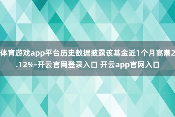 体育游戏app平台历史数据披露该基金近1个月高潮2.12%-开云官网登录入口 开云app官网入口