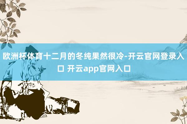 欧洲杯体育十二月的冬纯果然很冷-开云官网登录入口 开云app官网入口
