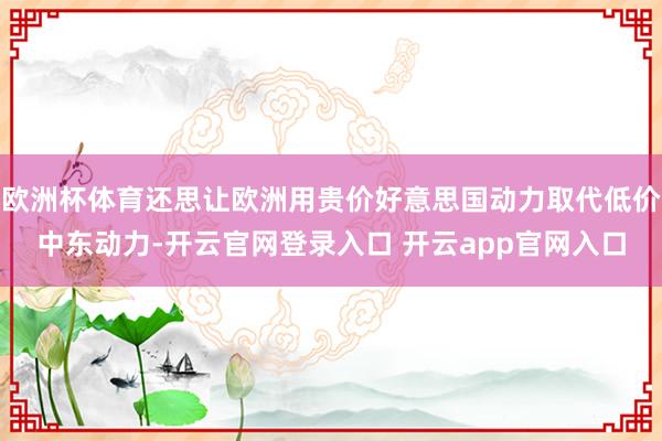 欧洲杯体育还思让欧洲用贵价好意思国动力取代低价中东动力-开云官网登录入口 开云app官网入口