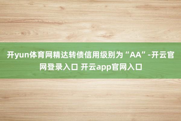 开yun体育网精达转债信用级别为“AA”-开云官网登录入口 开云app官网入口